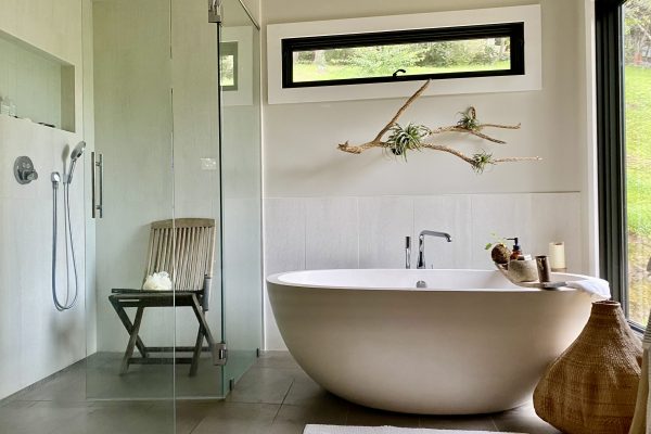 Spa Bath – Featuring Nativetrails tub, Porcelanosa floor and wall tile